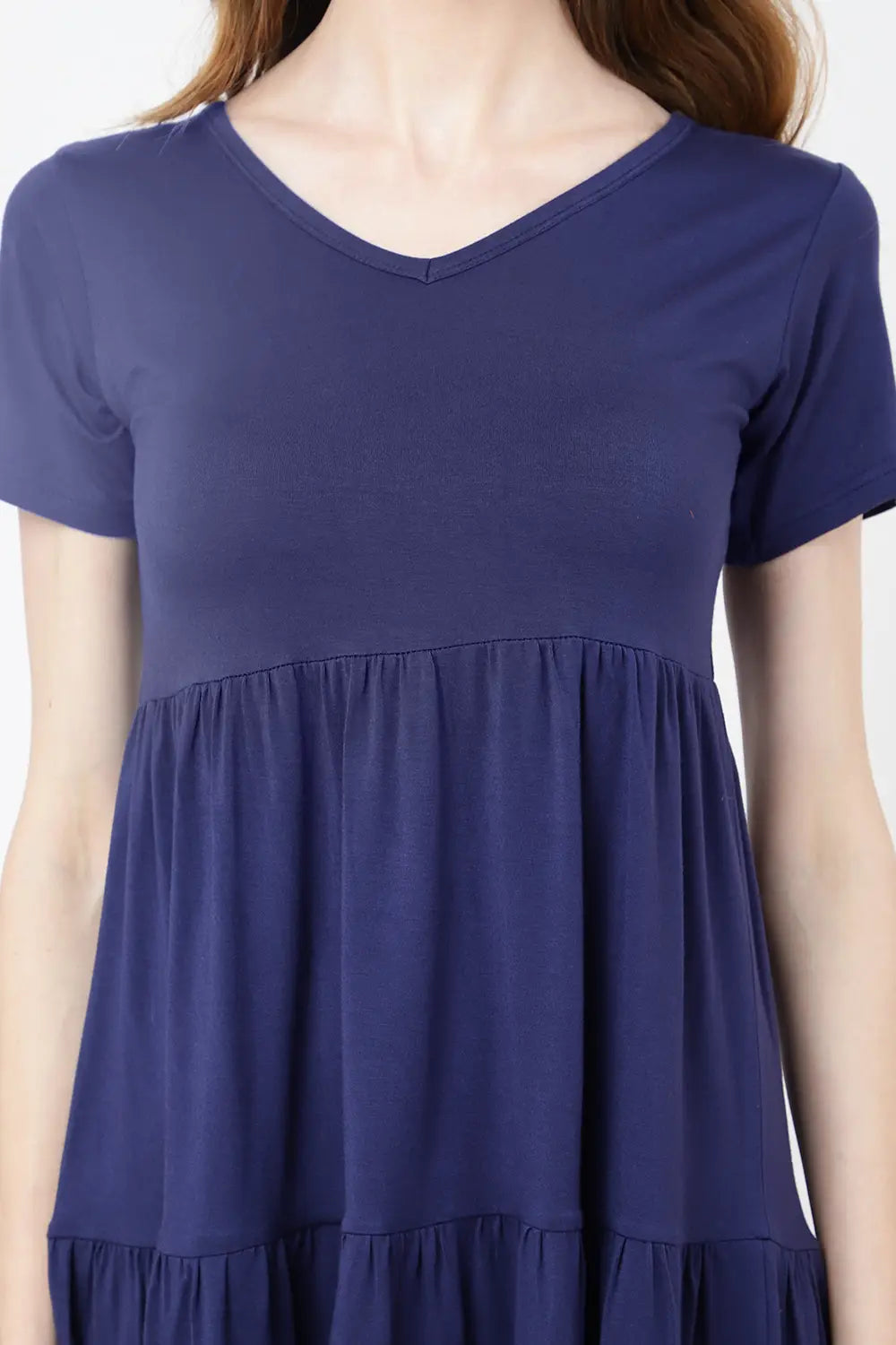 Short Sleeve Casual Tier Dress Loose Fitting Jersey Dress - Available in 5 Colors