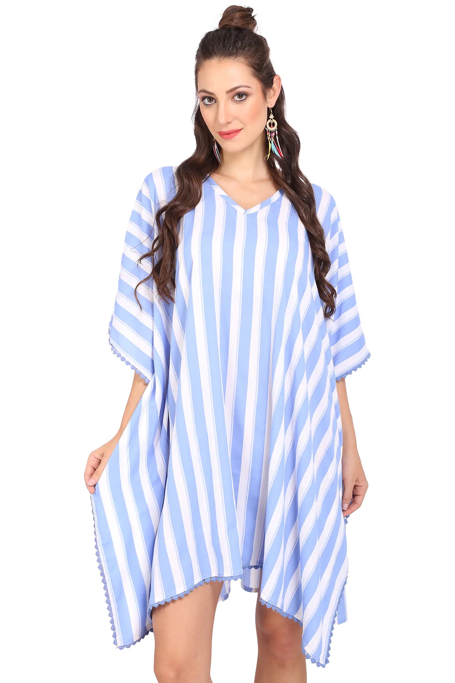 Women Short Kaftans Summer Holiday Caftan Dress Turquoise S-3XL
