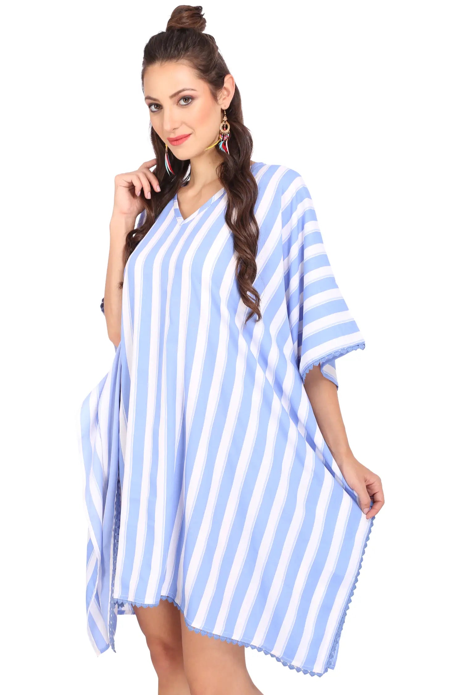 Women Short Kaftans Summer Holiday Caftan Dress Turquoise S-3XL