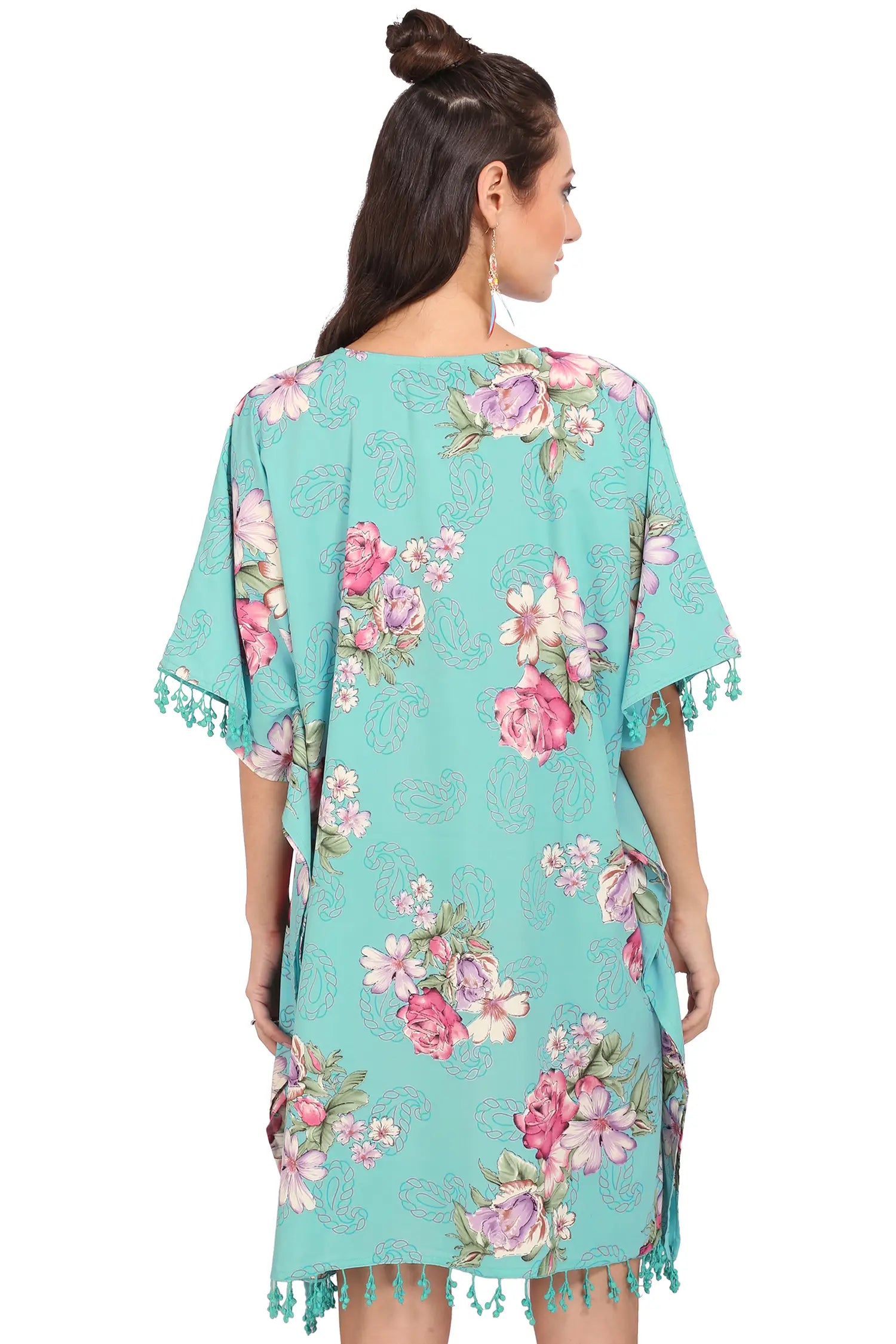 Women Short Kaftans Summer Holiday Caftan Dress Sea Green S-3XL