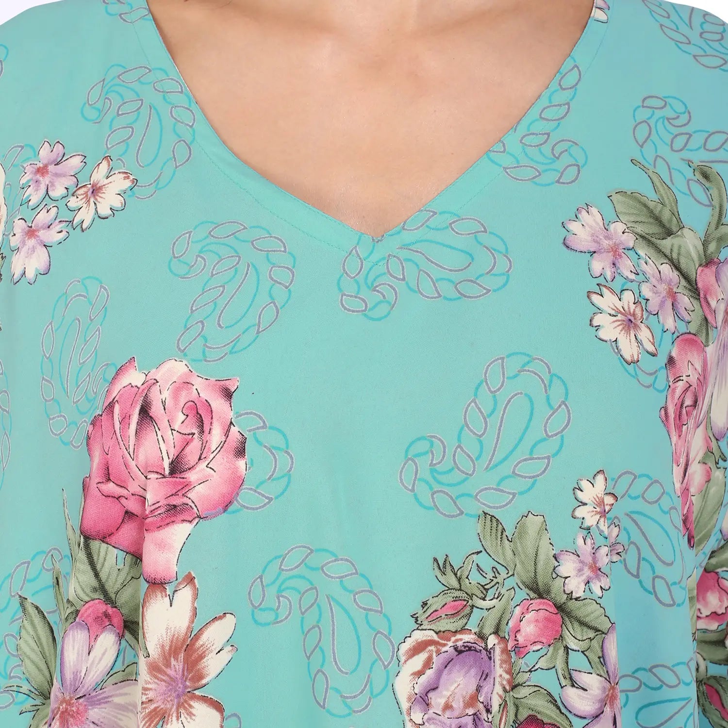 Women Short Kaftans Summer Holiday Caftan Dress Sea Green S-3XL