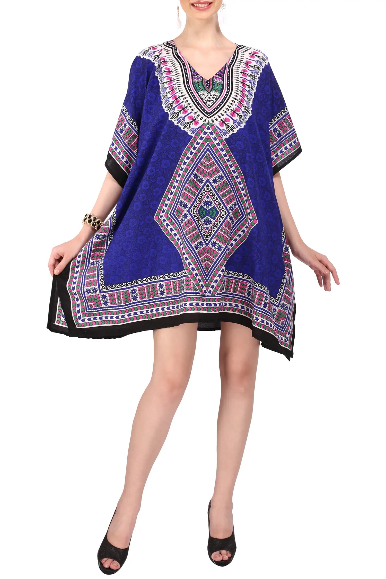 Women Short Kaftans Summer Holiday Caftan Dress 4 Colors S-3XL