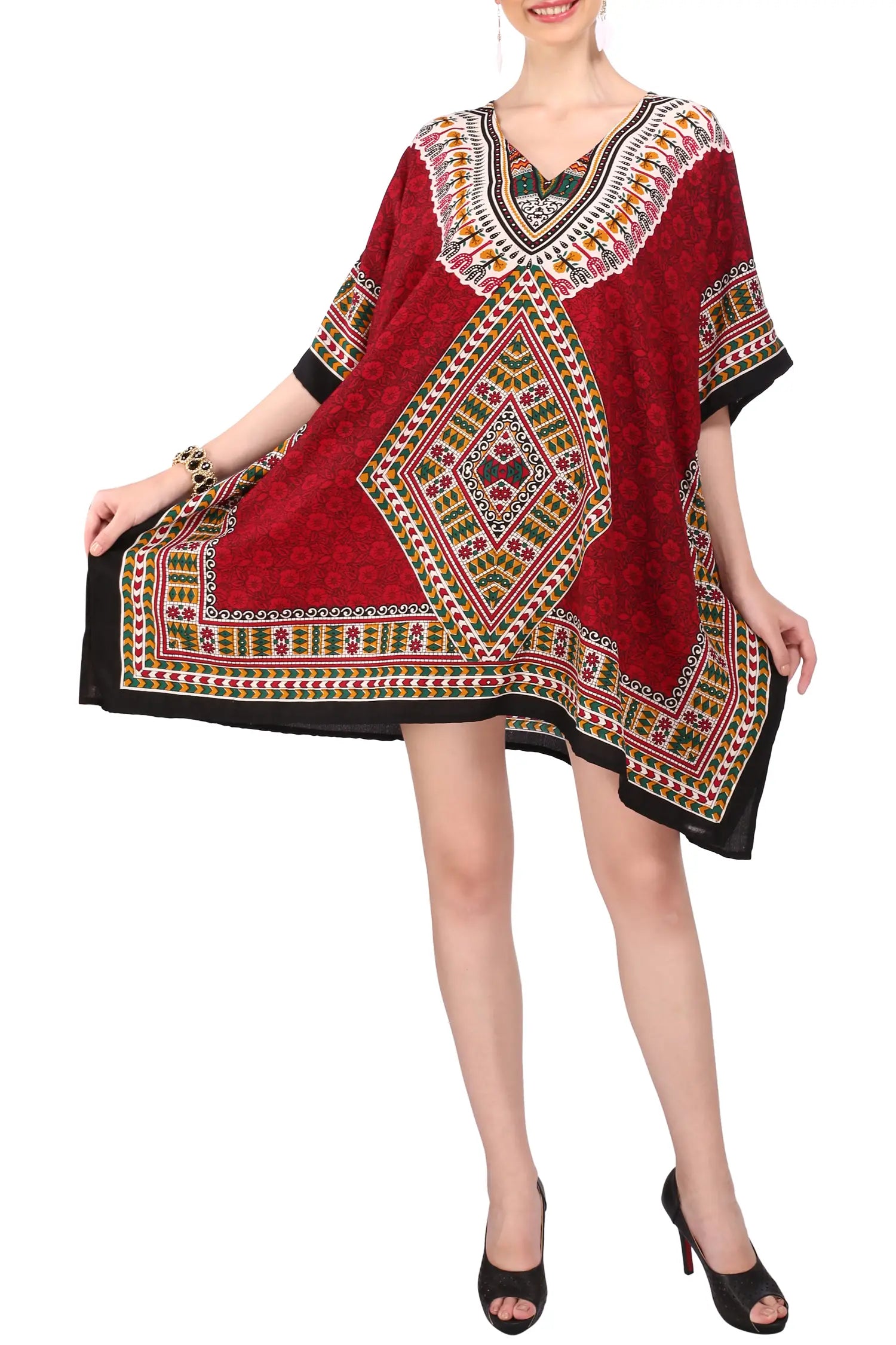 Women Short Kaftans Summer Holiday Caftan Dress 4 Colors S-3XL