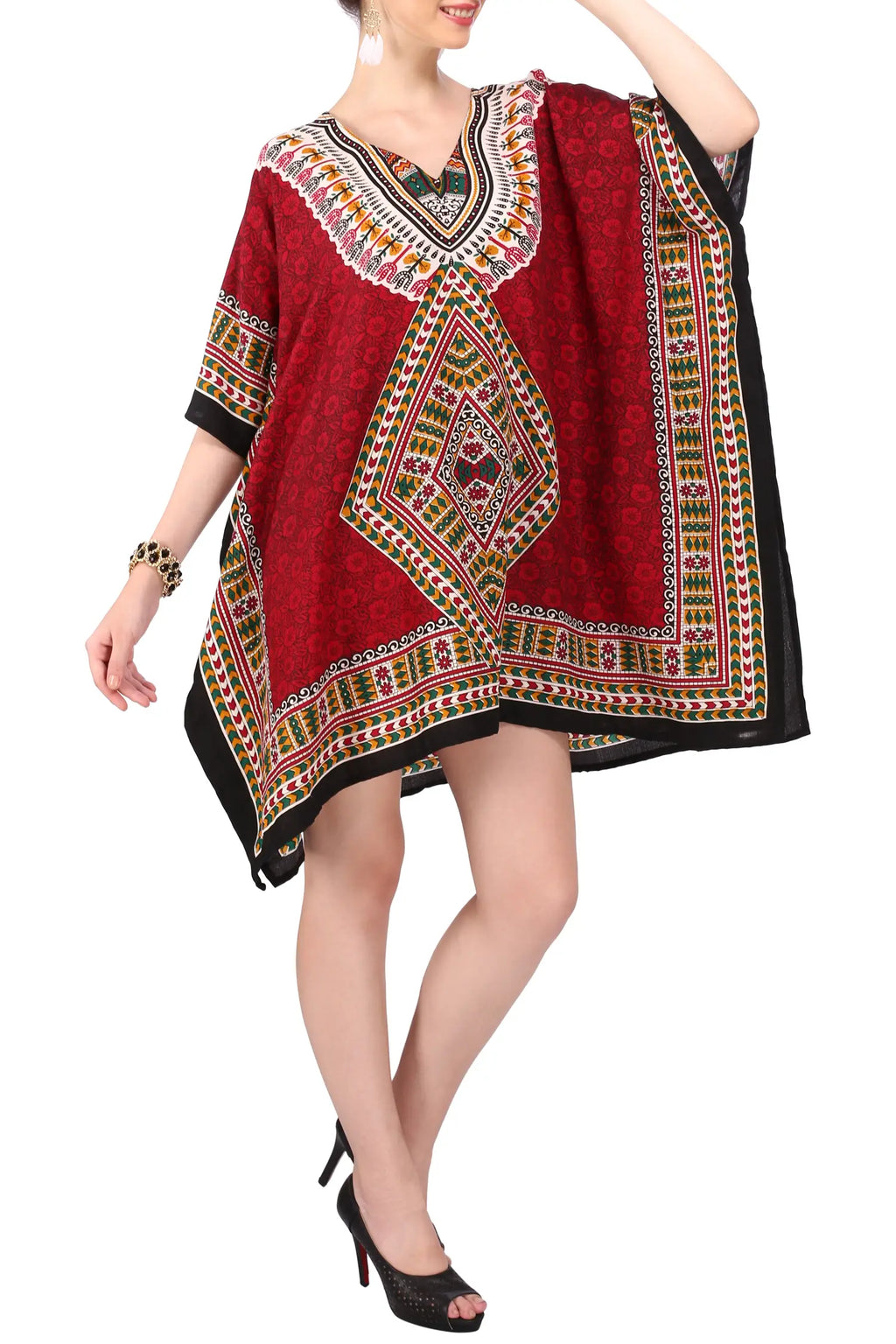 Women Short Kaftans Summer Holiday Caftan Dress 4 Colors S-3XL