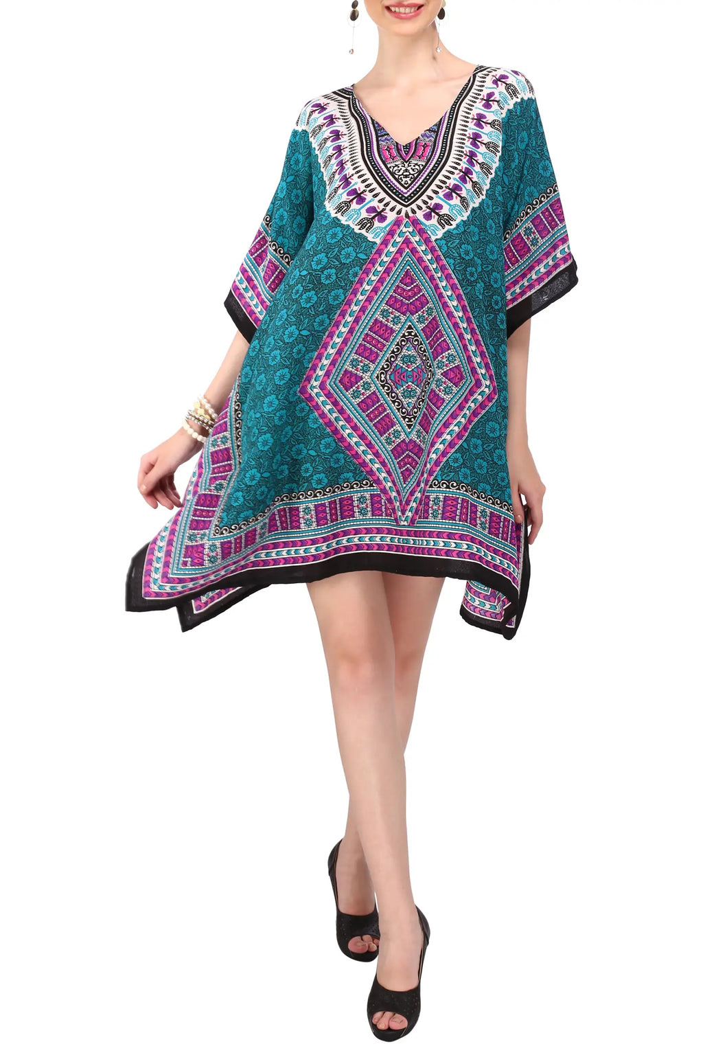 Women Short Kaftans Summer Holiday Caftan Dress 4 Colors S-3XL