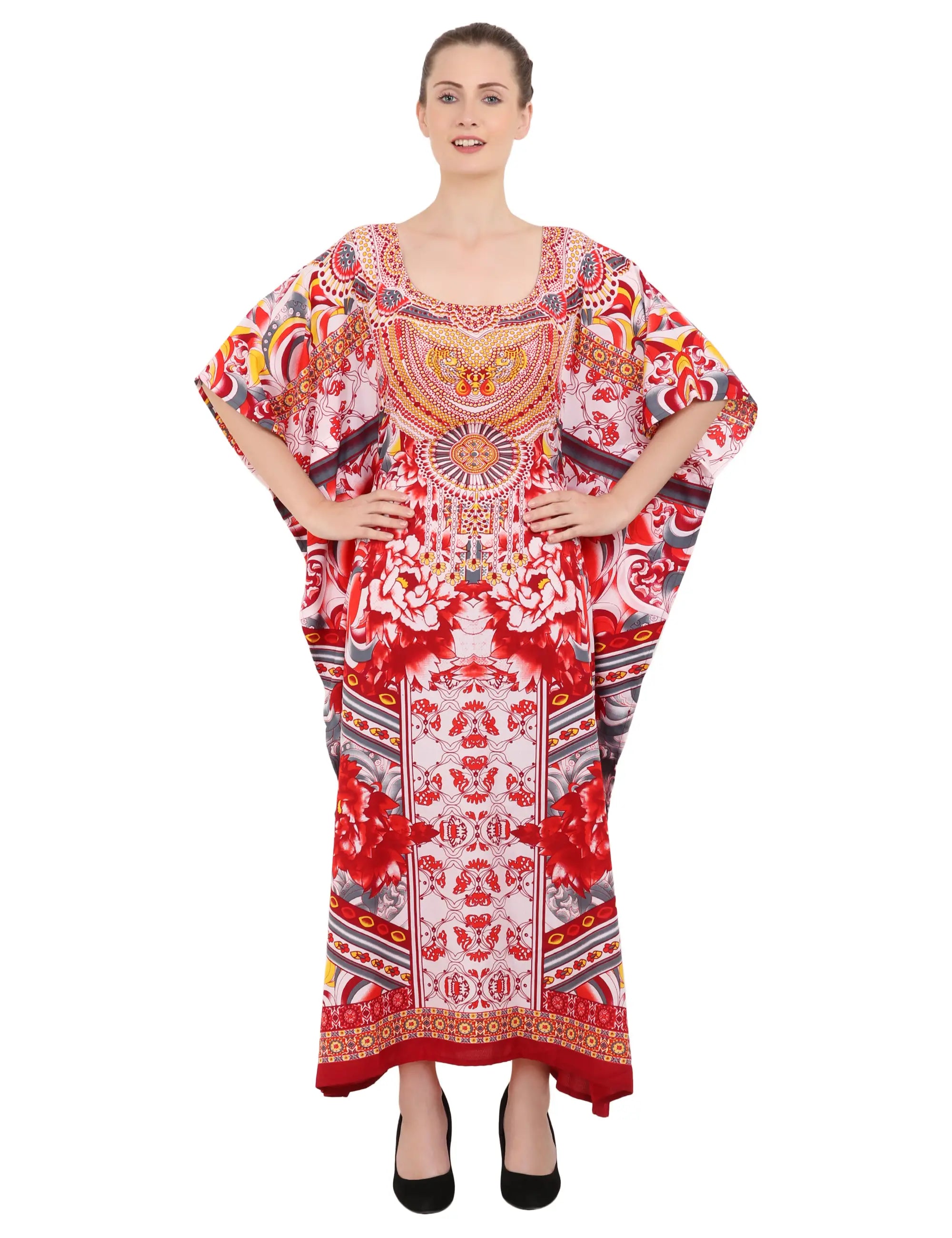 Women Long Kaftans Summer Holiday Caftan Dress 4 Colors S-3XL