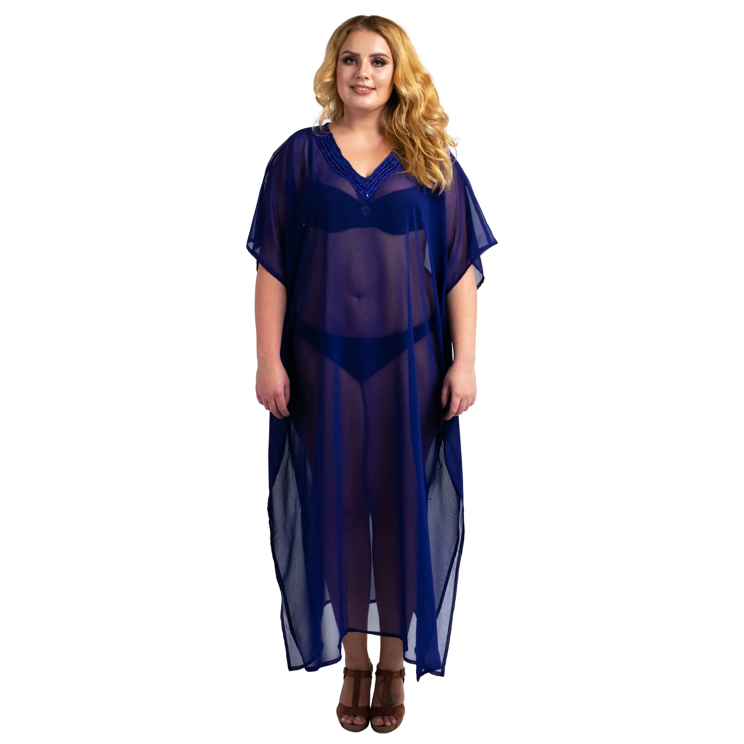 Women Long Kaftans Beach Caftan Dress 3 Colors S-3XL