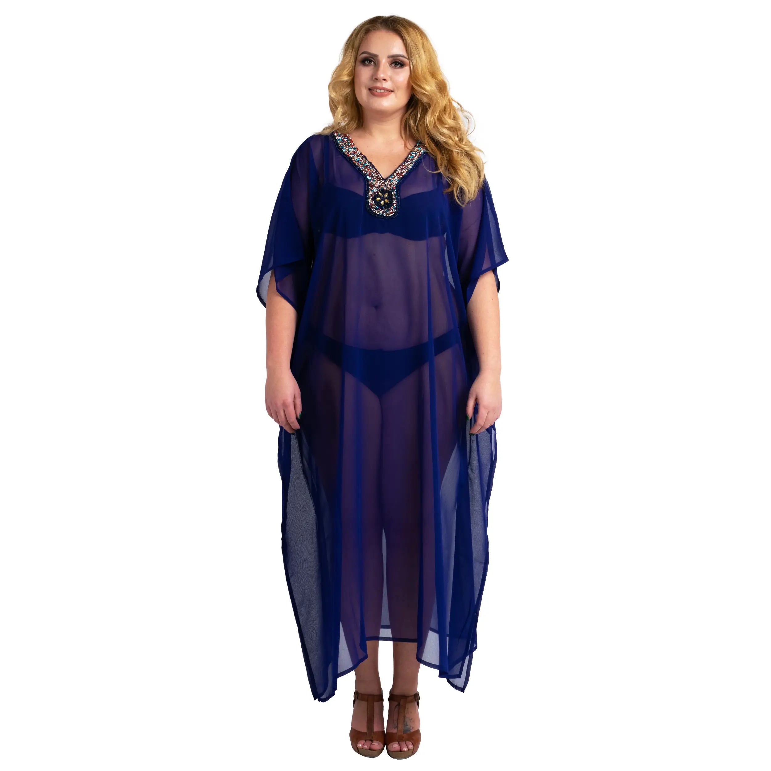 Women Long Kaftans Beach Caftan Dress 3 Colors S-3XL