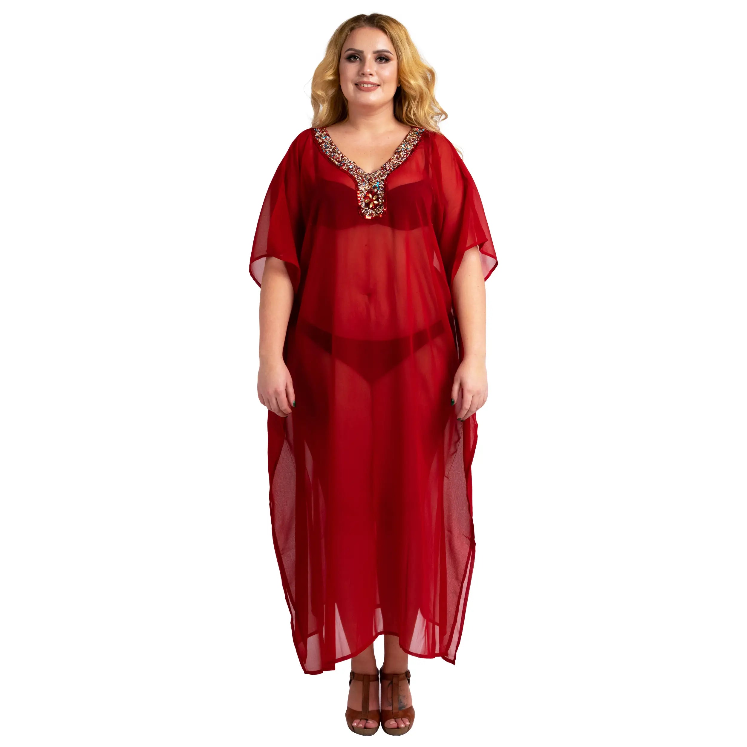Women Long Kaftans Beach Caftan Dress 3 Colors S-3XL
