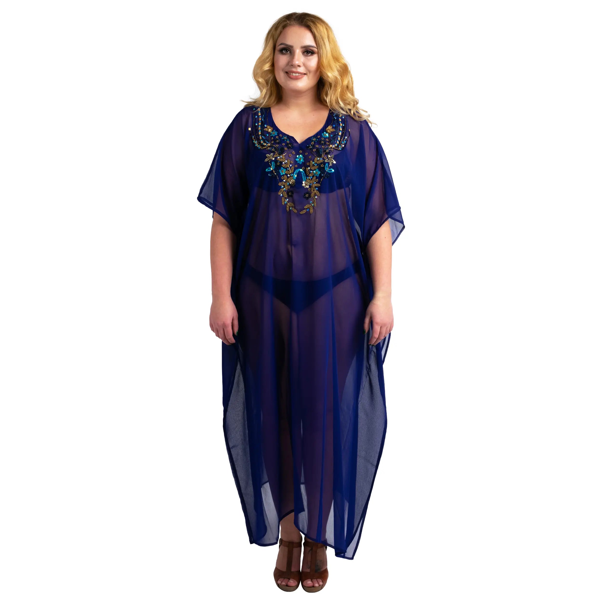Women Long Kaftans Beach Caftan Dress 3 Colors S-3XL