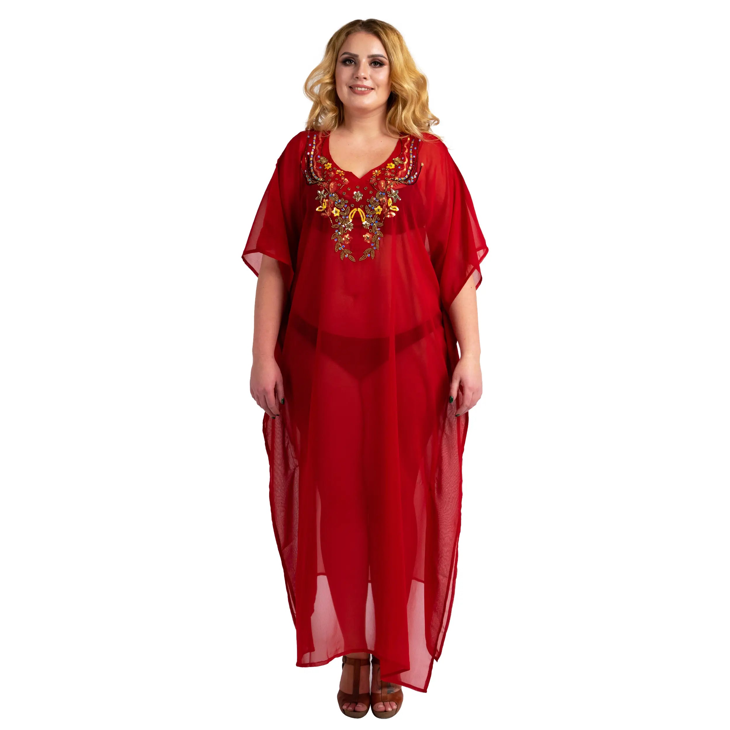 Women Long Kaftans Beach Caftan Dress 3 Colors S-3XL