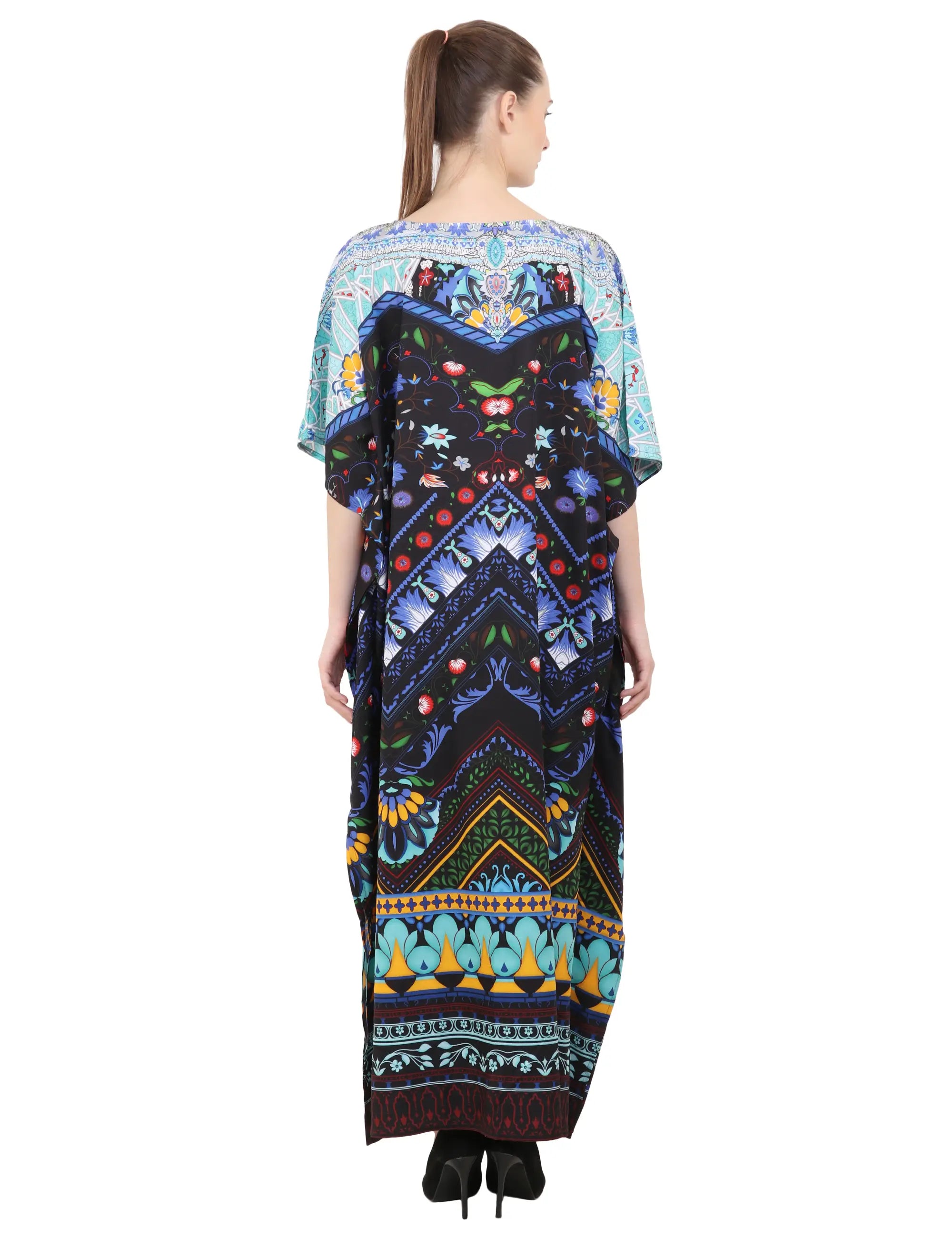 Women Long Kaftans Summer Holiday Caftan Dress Black S-3XL