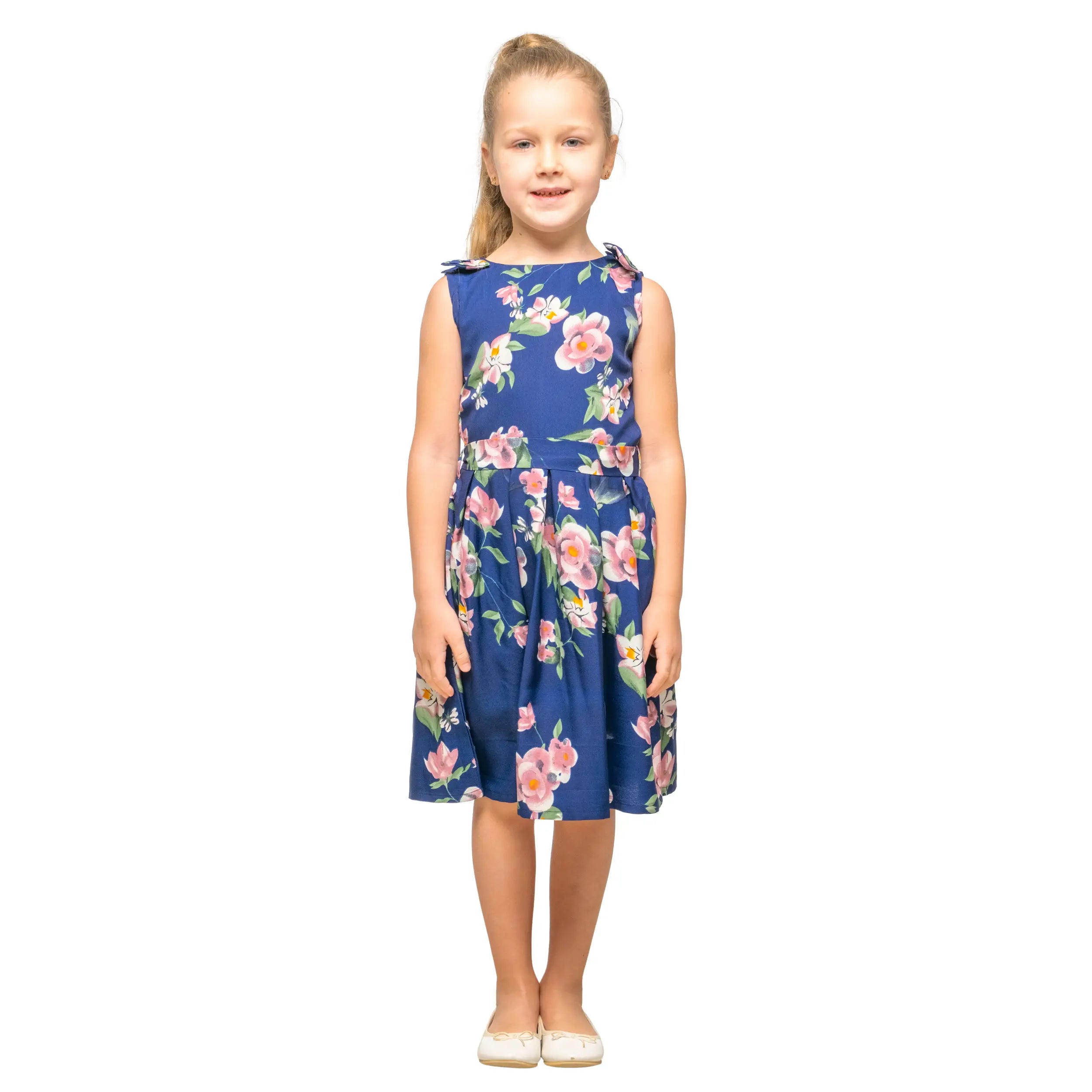Girls Kids Vintage Style Shoulder Bow Dresses sizes from Floral Print - Available in 3 Colors
