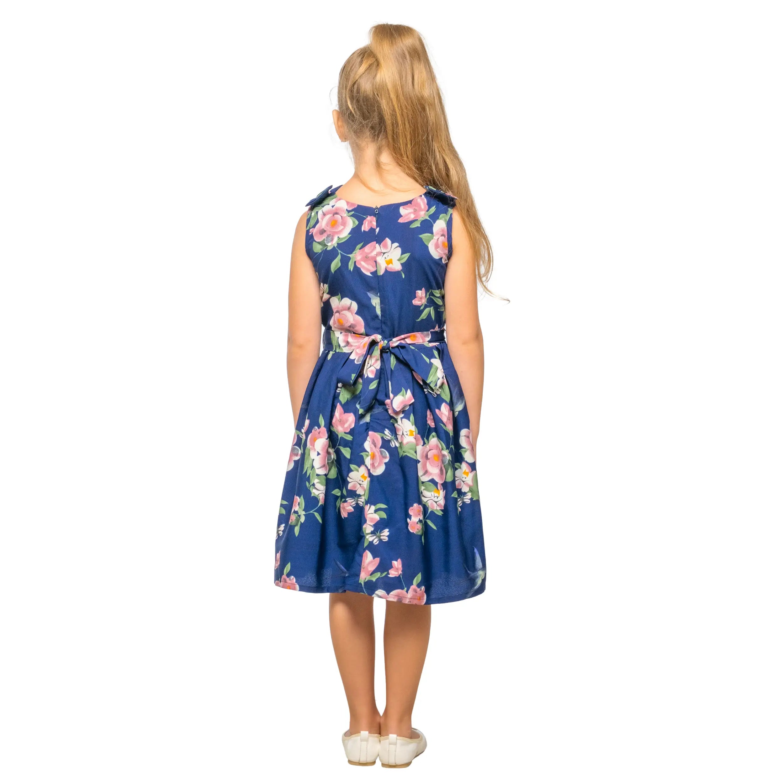 Girls Kids Vintage Style Shoulder Bow Dresses sizes from Floral Print - Available in 3 Colors