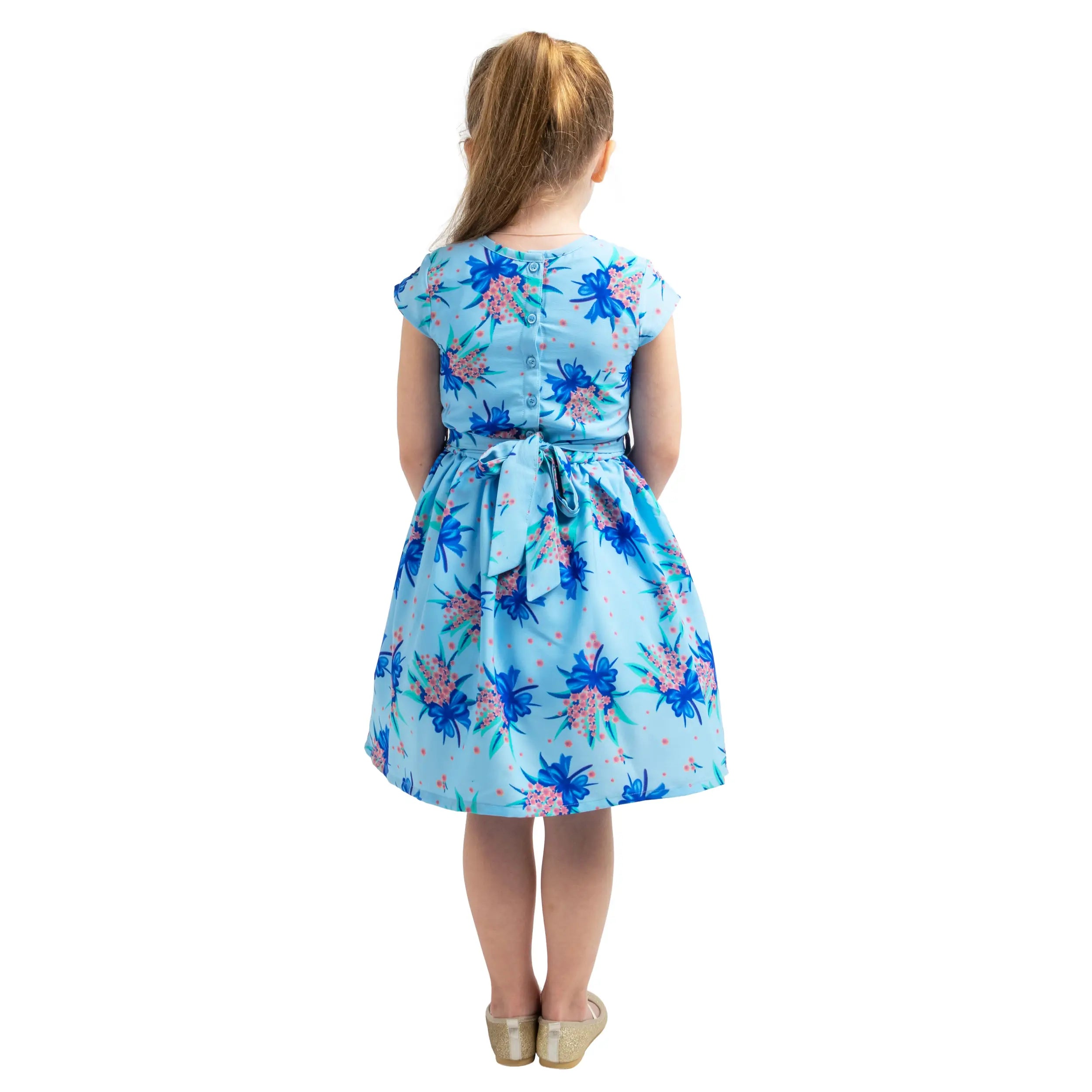 Girls Kids Vintage Style Peter Pan Collar Dresses Butterfly Print - Available in 3 Colors