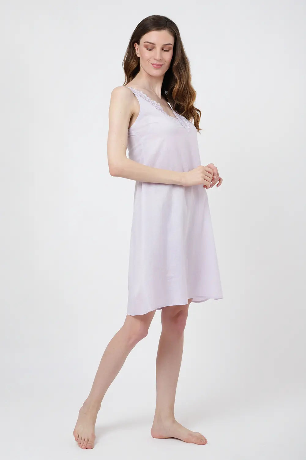 Nightdress for Women – Women's Nightgowns & Sleepshirts for Women Soft Rayon – Women’s Nightgowns Sleeveless Sleepwear - V Neck Pullover Short Nightgowns, Lilac, S-3XL