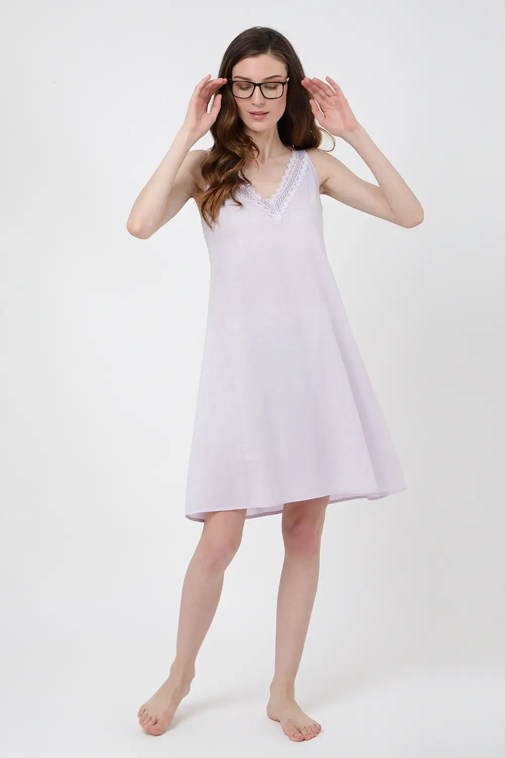 Nightdress for Women – Women's Nightgowns & Sleepshirts for Women Soft Rayon – Women’s Nightgowns Sleeveless Sleepwear - V Neck Pullover Short Nightgowns, Lilac, S-3XL