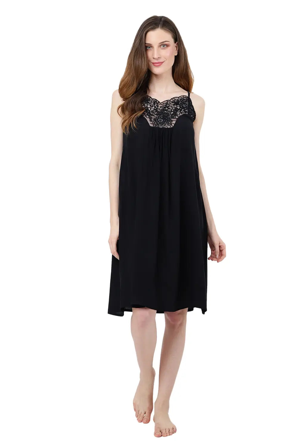 Nightdress for Women – Women's Nightgowns & Sleepshirts for Women Soft Rayon – Women’s Nightgowns Sleeveless Sleepwear - V Neck Pullover Short Nightgowns, Black, S-3XL