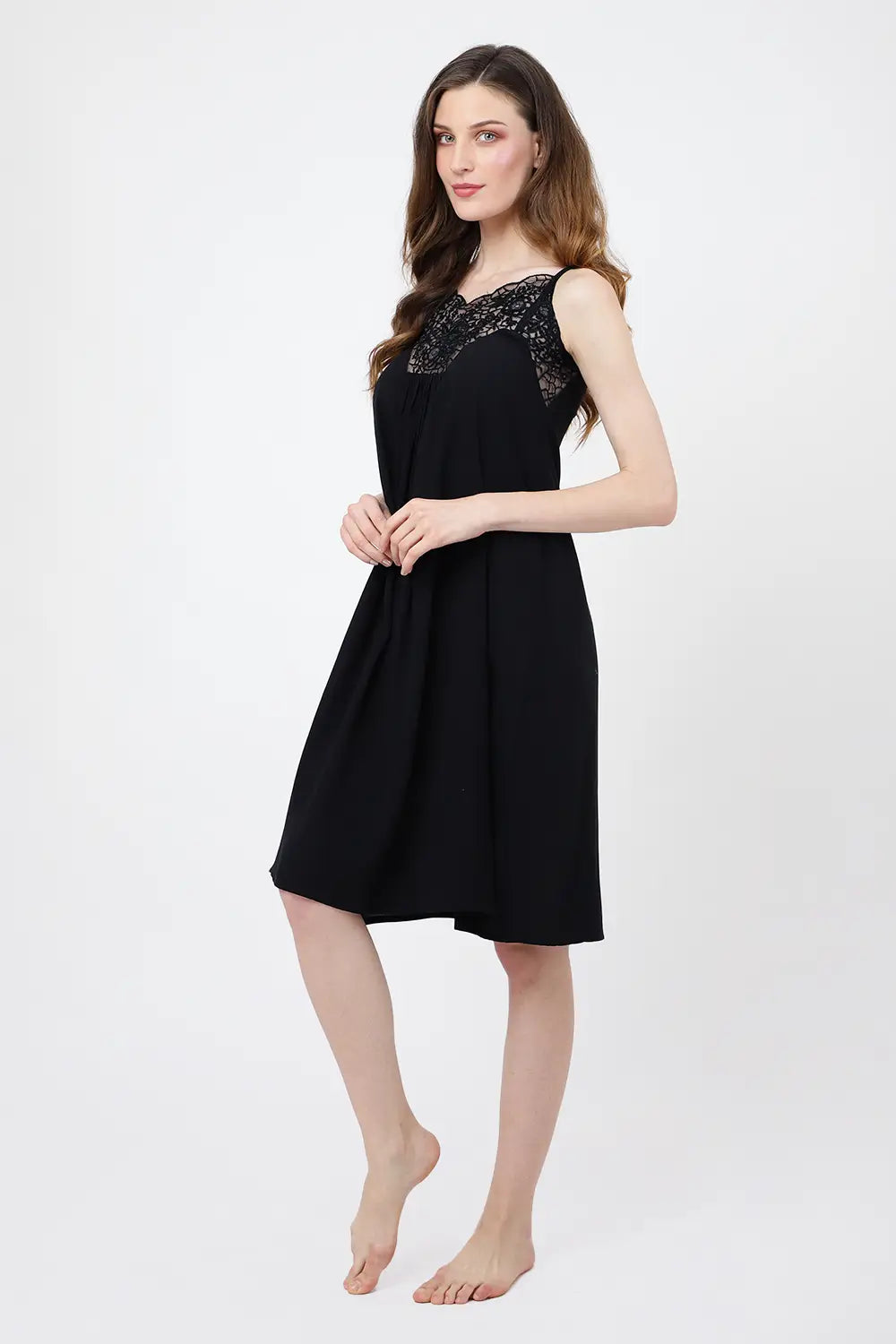 Nightdress for Women – Women's Nightgowns & Sleepshirts for Women Soft Rayon – Women’s Nightgowns Sleeveless Sleepwear - V Neck Pullover Short Nightgowns, Black, S-3XL