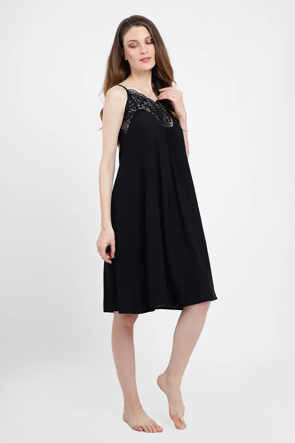Nightdress for Women – Women's Nightgowns & Sleepshirts for Women Soft Rayon – Women’s Nightgowns Sleeveless Sleepwear - V Neck Pullover Short Nightgowns, Black, S-3XL