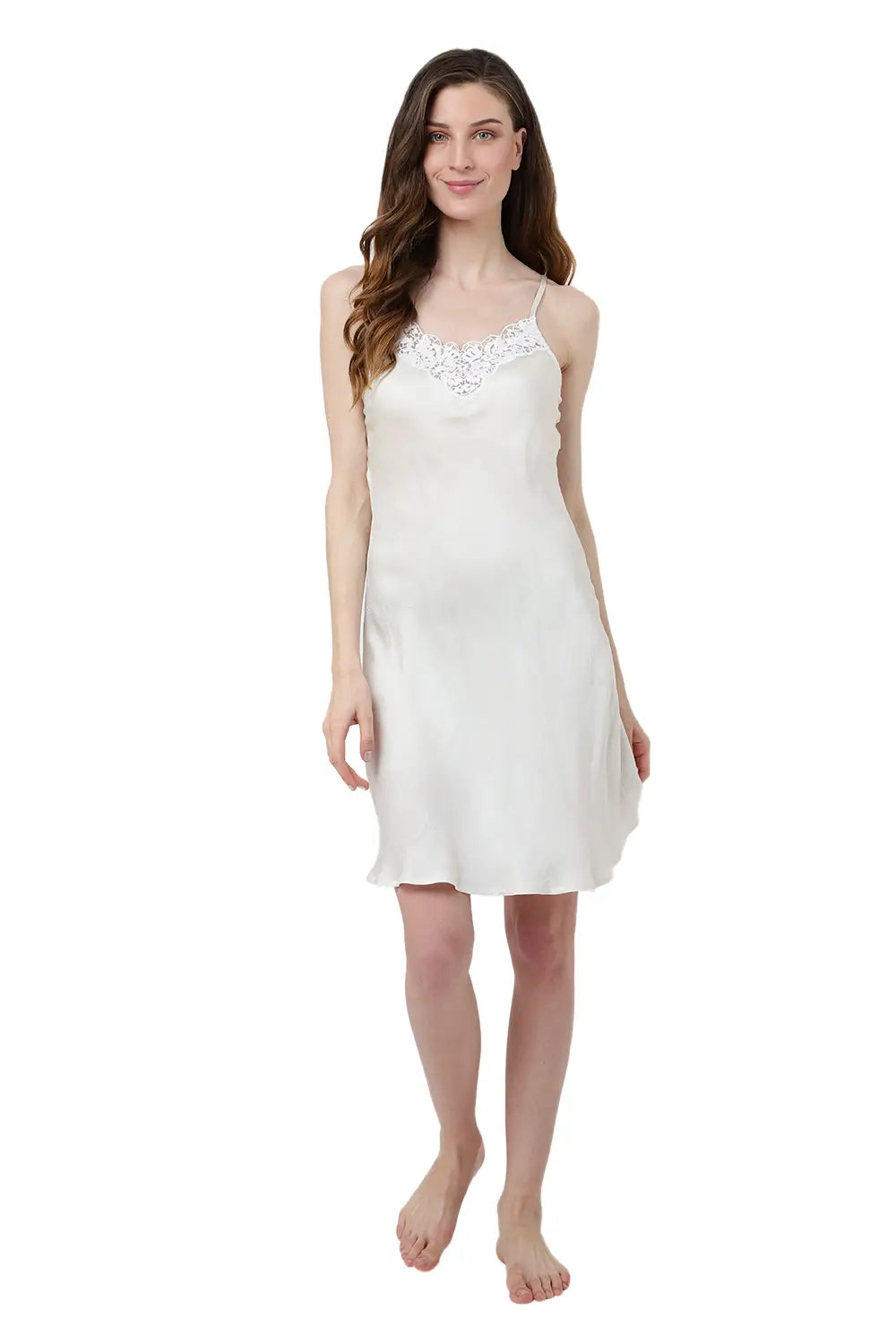 Nightdress for Women – Women's Nightgowns & Sleepshirts for Women Soft Rayon – Women’s Nightgowns Sleeveless Sleepwear - V Neck Pullover Short Nightgowns, Ecru, S-3XL