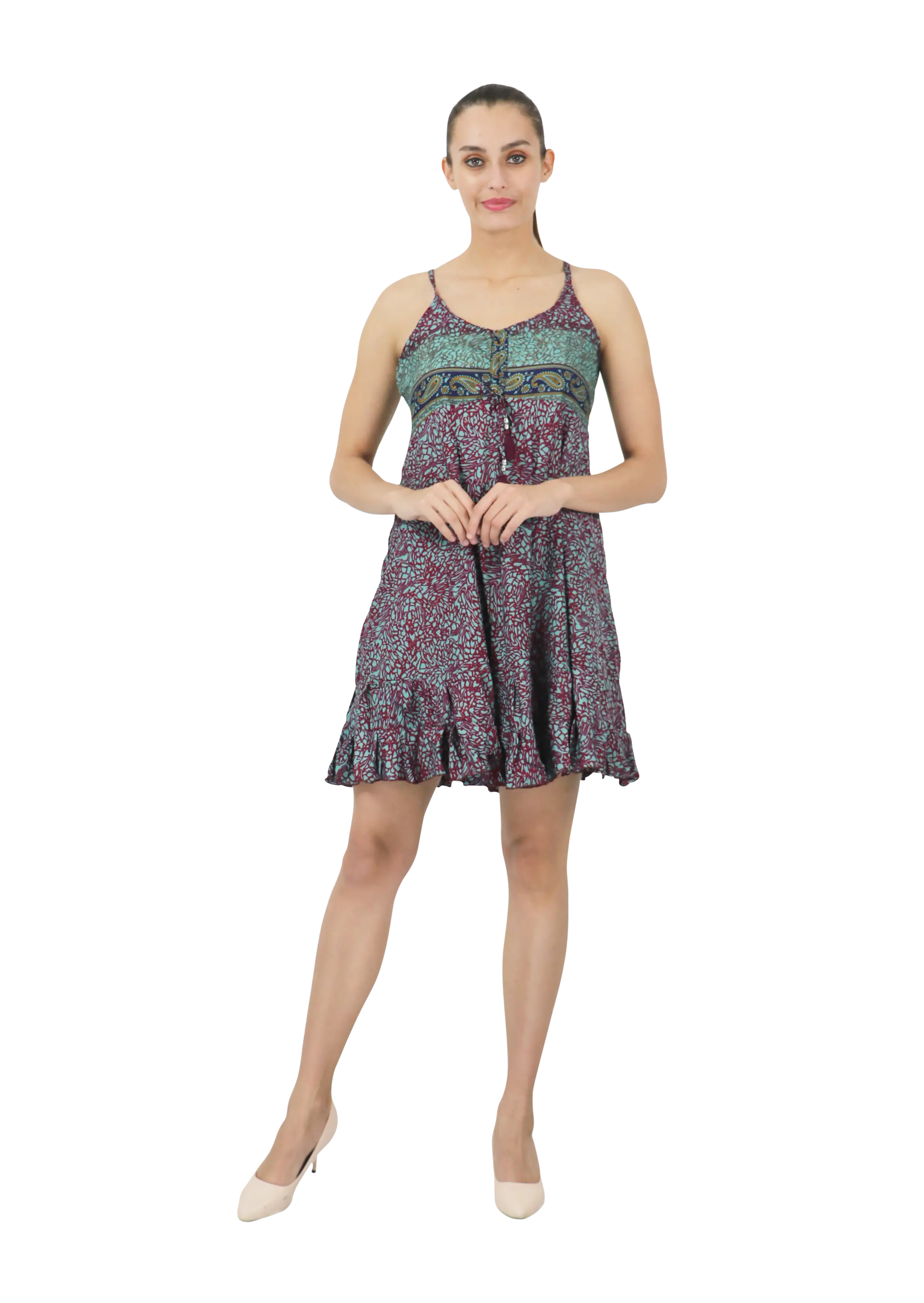 Women's Bohemian Inspired Casual Top Short Dresses in Two Sizes (P411)