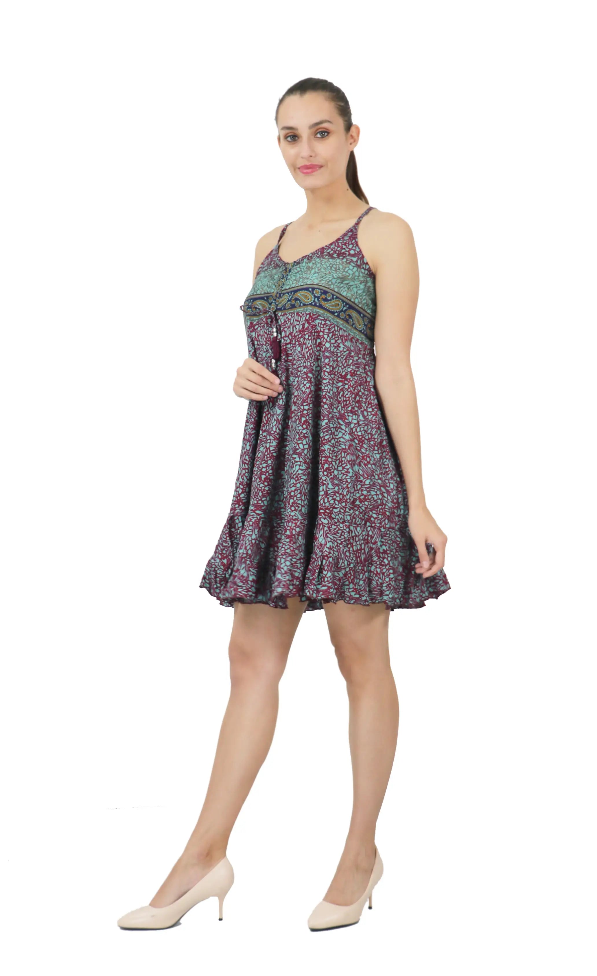 Women's Bohemian Inspired Casual Top Short Dresses in Two Sizes (P411)